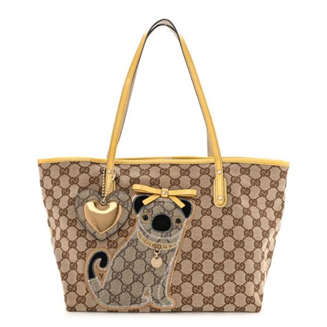 GUCCI GG Supreme Monogram Oliver Pug Dog Tote 